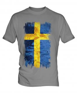 Sweden Grunge Flag Mens T-Shirt