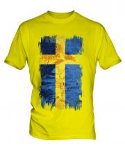 Sweden Grunge Flag Mens T-Shirt