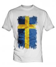Sweden Grunge Flag Mens T-Shirt