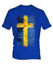 Sweden Grunge Flag Mens T-Shirt