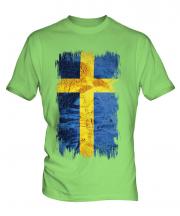 Sweden Grunge Flag Mens T-Shirt