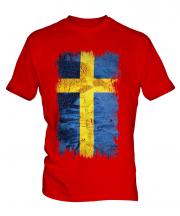 Sweden Grunge Flag Mens T-Shirt