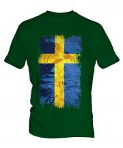 Sweden Grunge Flag Mens T-Shirt