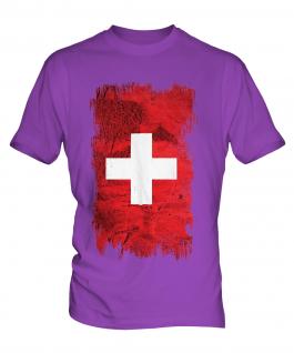 Switzerland Grunge Flag Mens T-Shirt
