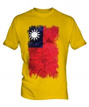 Taiwan Grunge Flag Mens T-Shirt