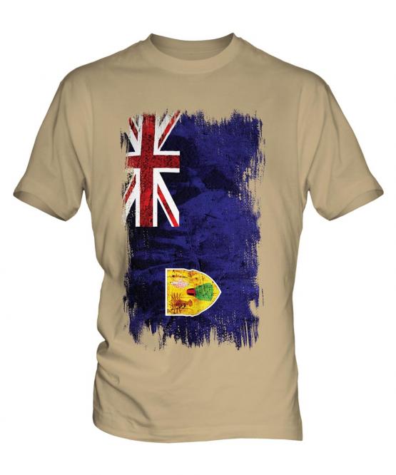 Turks And Caicos Islands Grunge Flag Mens T-Shirt