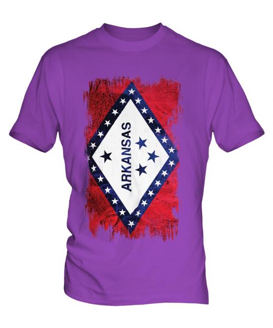 Arkansas State Grunge Flag Mens T-Shirt