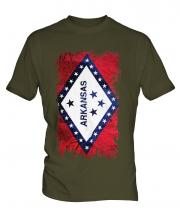 Arkansas State Grunge Flag Mens T-Shirt