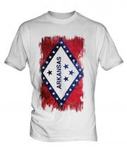 Arkansas State Grunge Flag Mens T-Shirt
