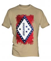 Arkansas State Grunge Flag Mens T-Shirt