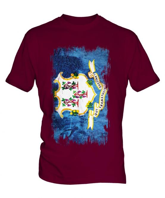 Connecticut State Grunge Flag Mens T-Shirt