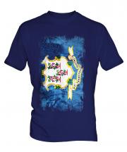 Connecticut State Grunge Flag Mens T-Shirt