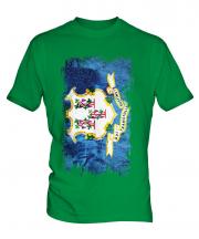 Connecticut State Grunge Flag Mens T-Shirt
