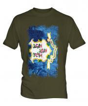 Connecticut State Grunge Flag Mens T-Shirt