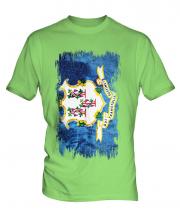 Connecticut State Grunge Flag Mens T-Shirt
