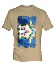 Connecticut State Grunge Flag Mens T-Shirt