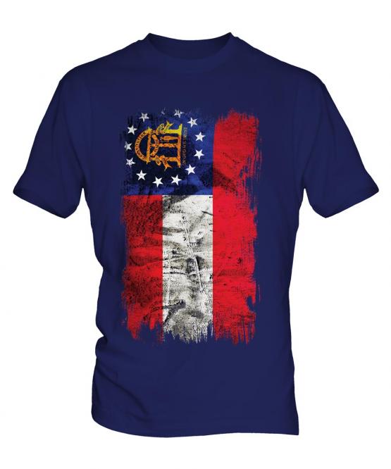 Georgia State Grunge Flag Mens T-Shirt