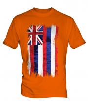 Hawaii State Grunge Flag Mens T-Shirt