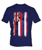 Hawaii State Grunge Flag Mens T-Shirt