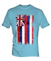 Hawaii State Grunge Flag Mens T-Shirt