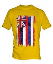 Hawaii State Grunge Flag Mens T-Shirt