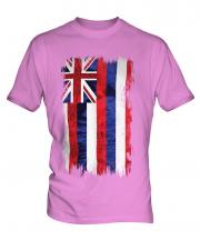 Hawaii State Grunge Flag Mens T-Shirt