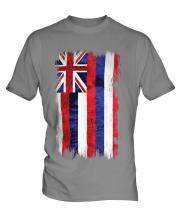 Hawaii State Grunge Flag Mens T-Shirt