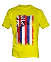 Hawaii State Grunge Flag Mens T-Shirt