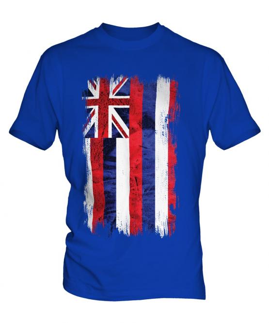 Hawaii State Grunge Flag Mens T-Shirt