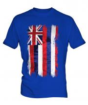 Hawaii State Grunge Flag Mens T-Shirt