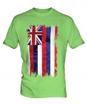 Hawaii State Grunge Flag Mens T-Shirt