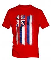 Hawaii State Grunge Flag Mens T-Shirt