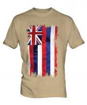 Hawaii State Grunge Flag Mens T-Shirt