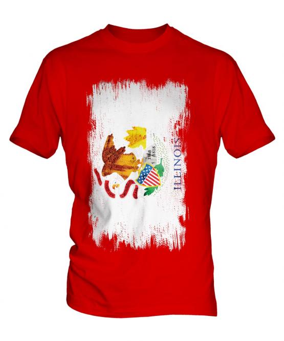 Illinois State Grunge Flag Mens T-Shirt