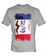 Iowa State Grunge Flag Mens T-Shirt
