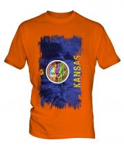 Kansas State Grunge Flag Mens T-Shirt