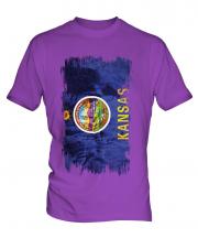 Kansas State Grunge Flag Mens T-Shirt