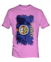 Kansas State Grunge Flag Mens T-Shirt