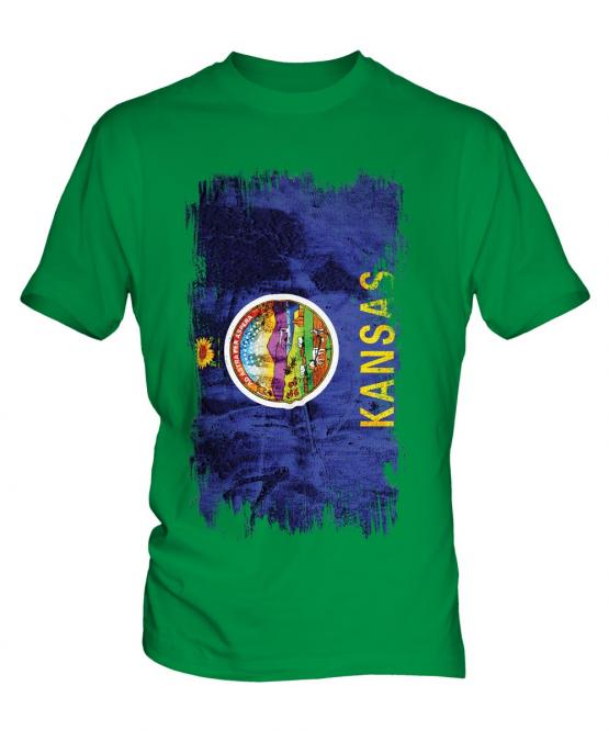 Kansas State Grunge Flag Mens T-Shirt