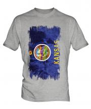 Kansas State Grunge Flag Mens T-Shirt