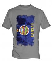 Kansas State Grunge Flag Mens T-Shirt
