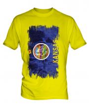 Kansas State Grunge Flag Mens T-Shirt