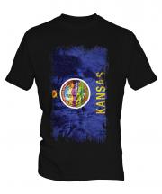 Kansas State Grunge Flag Mens T-Shirt
