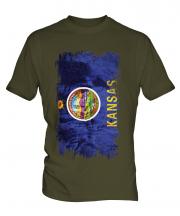 Kansas State Grunge Flag Mens T-Shirt