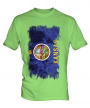 Kansas State Grunge Flag Mens T-Shirt