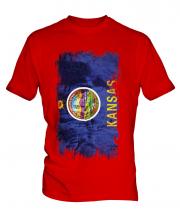 Kansas State Grunge Flag Mens T-Shirt