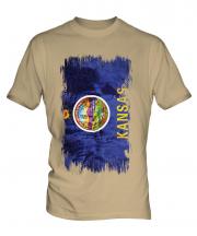 Kansas State Grunge Flag Mens T-Shirt