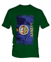 Kansas State Grunge Flag Mens T-Shirt