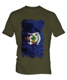 Maine State Grunge Flag Mens T-Shirt
