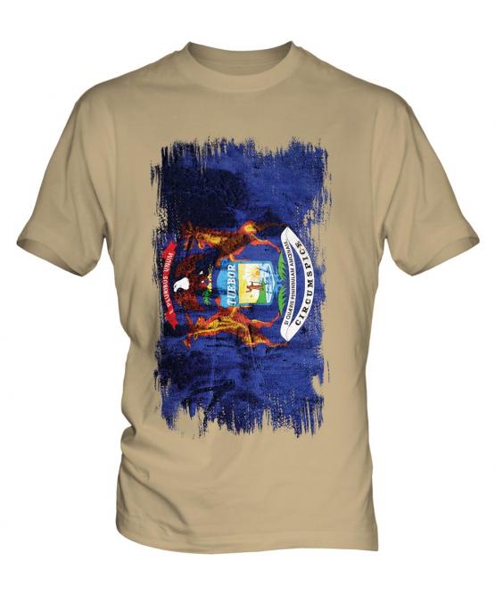 Michigan State Grunge Flag Mens T-Shirt